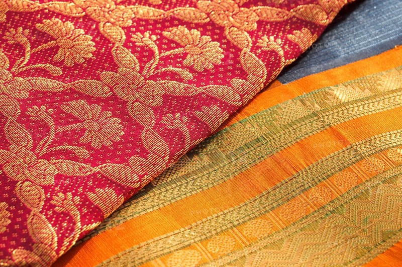 Indian silk saries close up Background