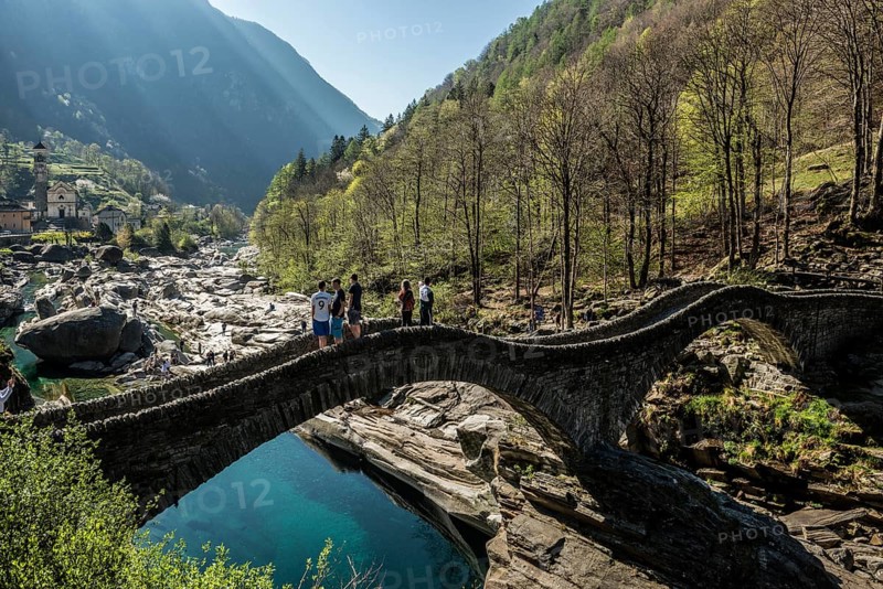 Old Roman bridge Ponte dei Salti over Verzasca