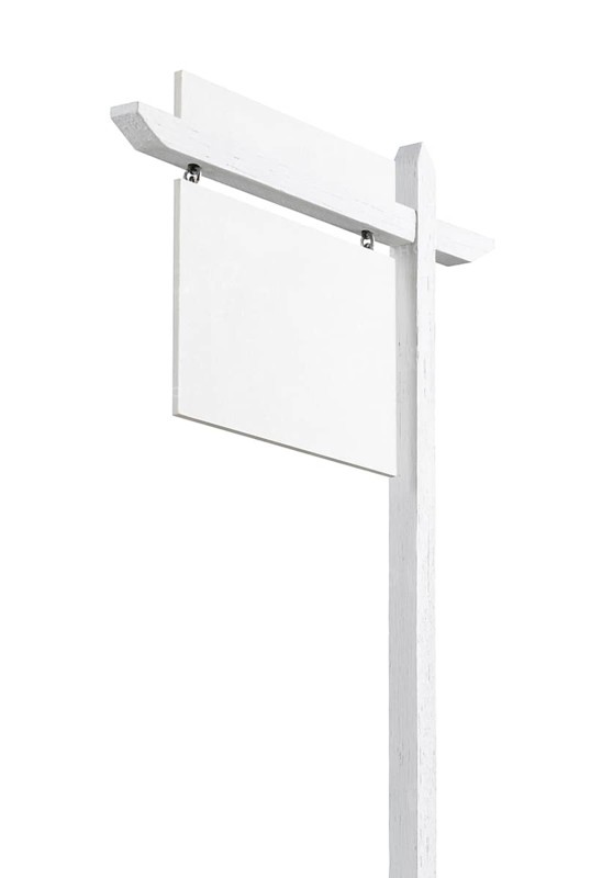 Blank real estate sign with upper placard ready for your own text