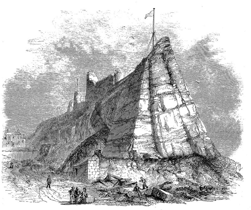 Ruin of Hastings Castle of the town of Hastings
