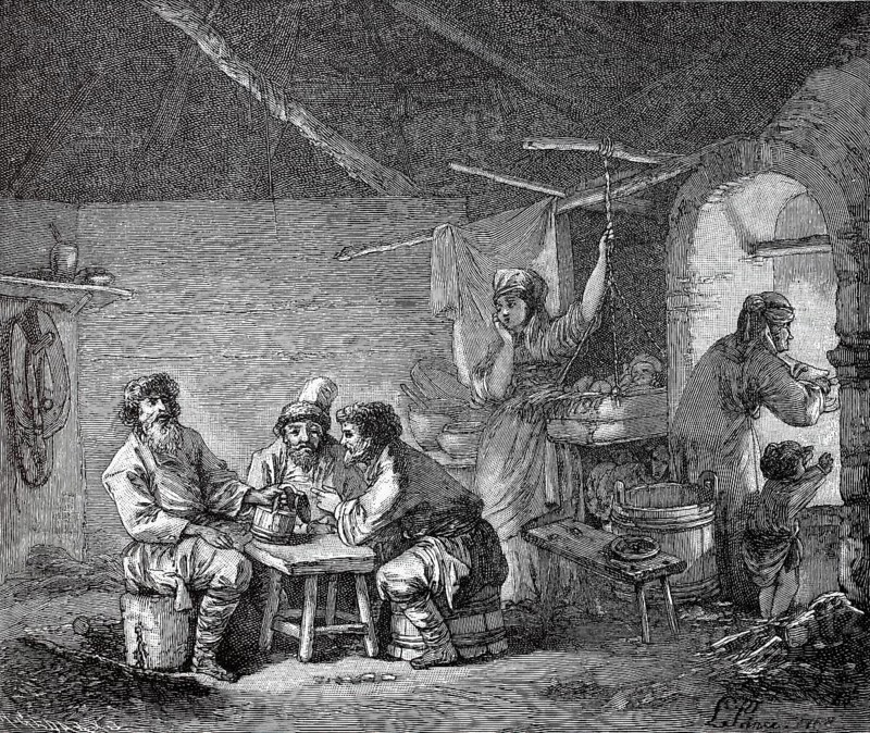Russian peasant's parlour at the time of Katherina II