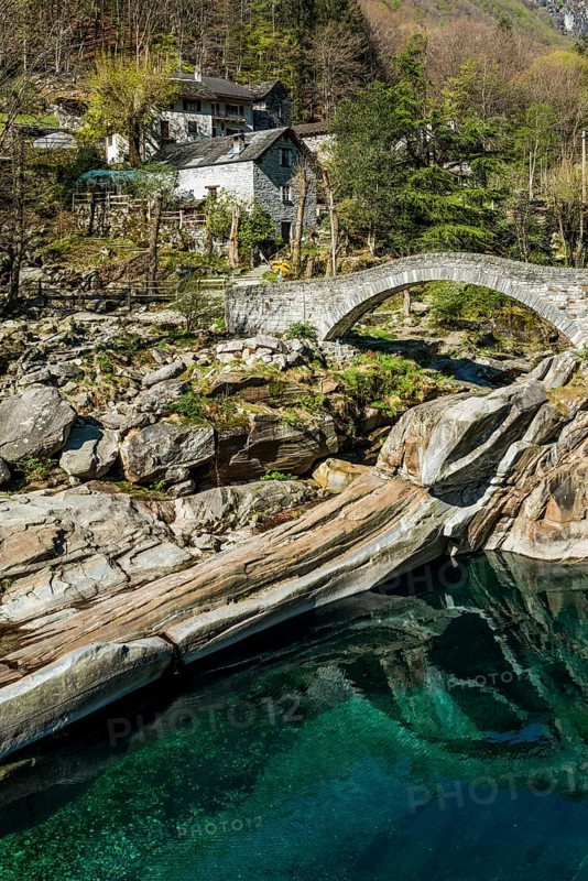 Old Roman bridge Ponte dei Salti over Verzasca