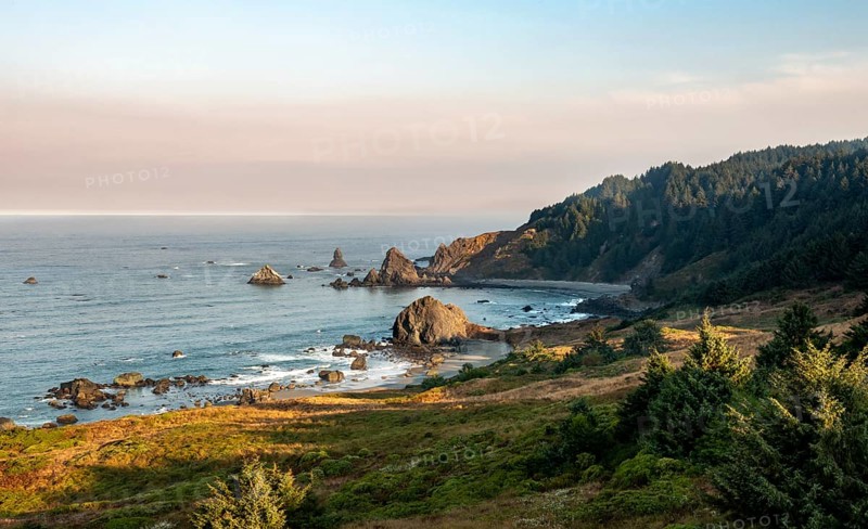 Ragged coast with rocks in the sea