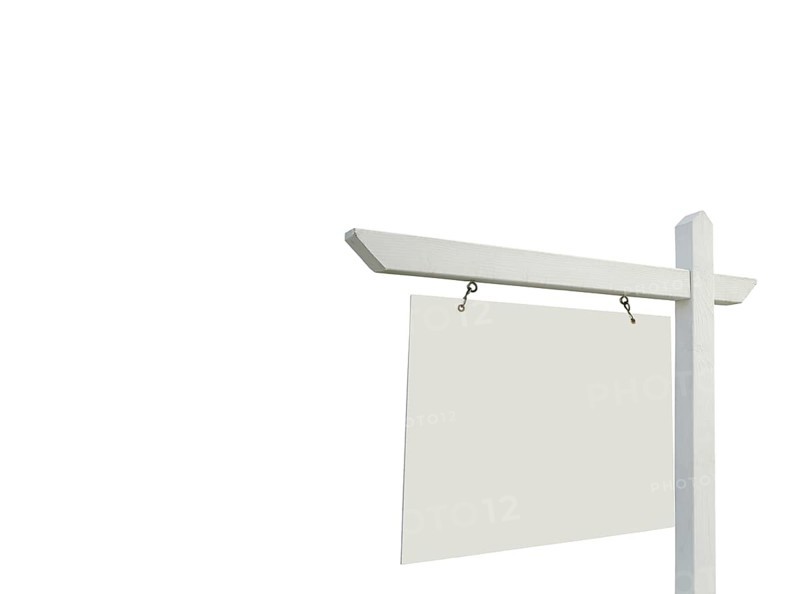 Blank real estate sign isolated on a white background