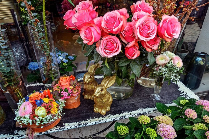 Easterly designed shop window of a flower shop