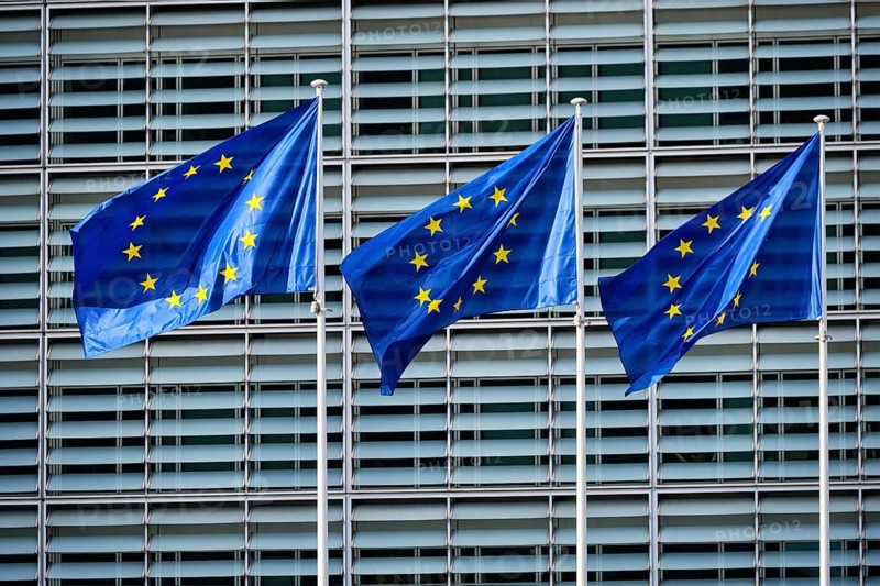 European EU flags in front of the Berlaymont building