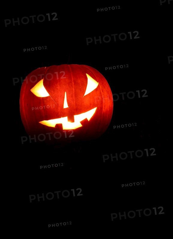 Glowing pumpkins at night