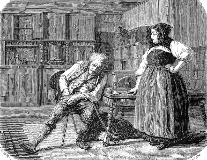 Old man in an inn in France