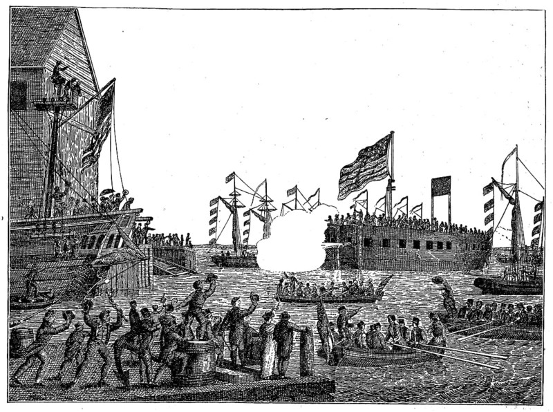 Launching of the first war steamer Fulton I in New York on 29 silver hake