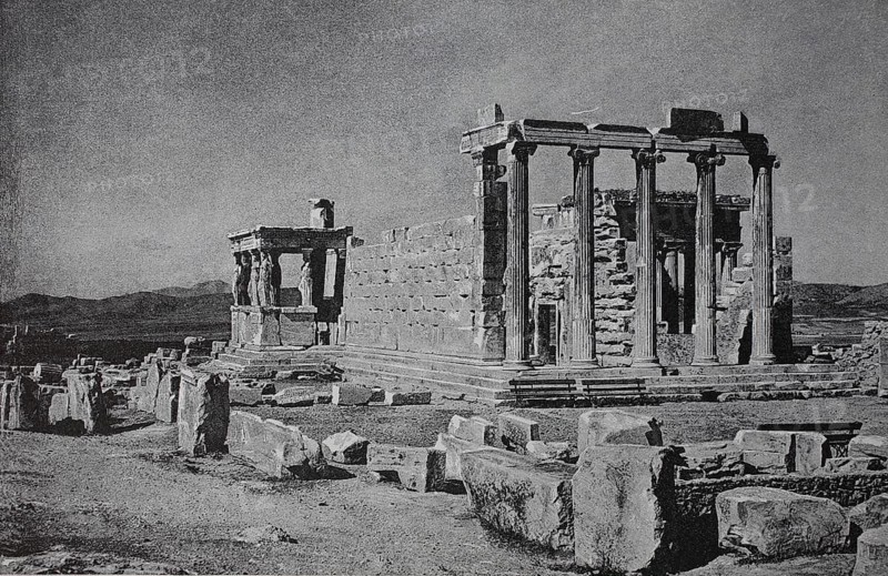 Erechtheion is a temple in the Ionic architectural style on the Acropolis in Athens