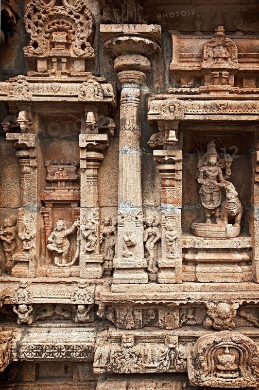 Bas reliefes in Hindu temple Sri Ranganathaswamy Temple Tiruchirappalli
