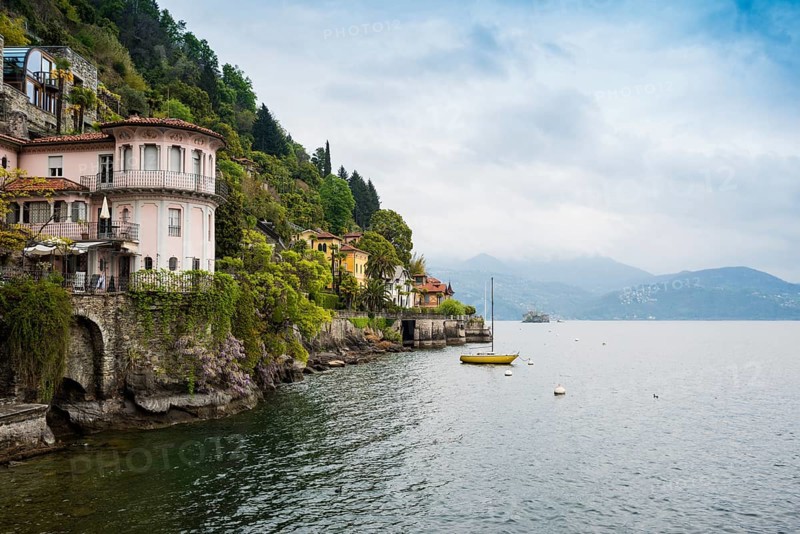 Colourful lakeside villas