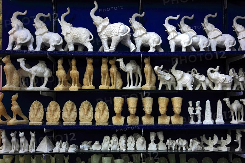 Figures of the Egyptian gods in a souvenir shop in Esna