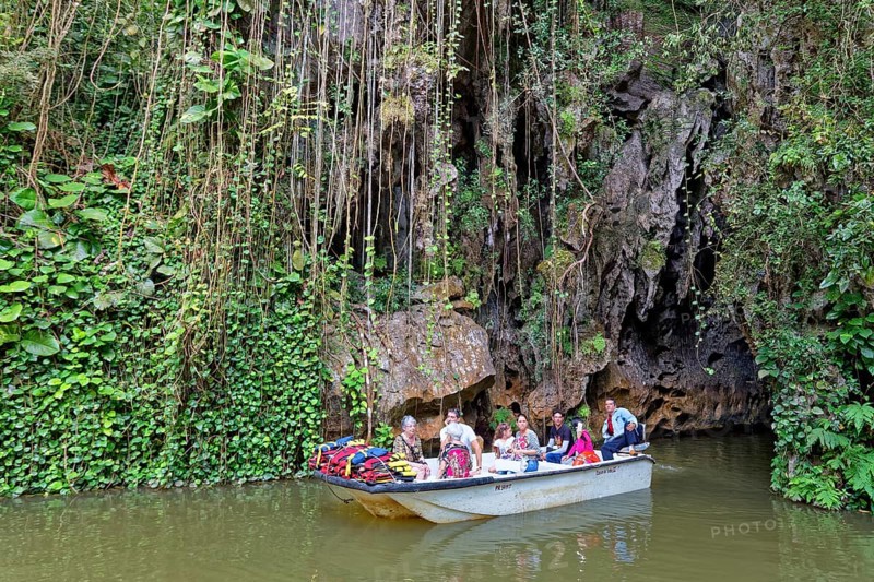 Tourists ride on stream