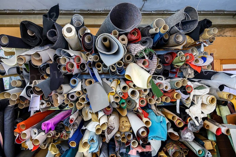 Various fabrics in a saddlery in Allgaeu