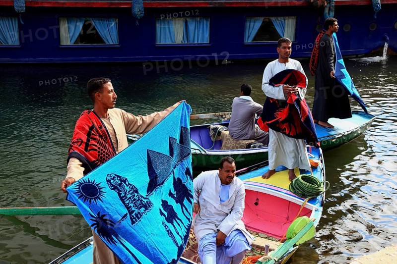 Souvenir seller with a rowing boat on the Nile