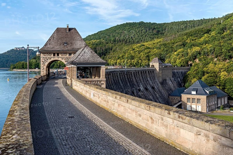 Gate houses on dam