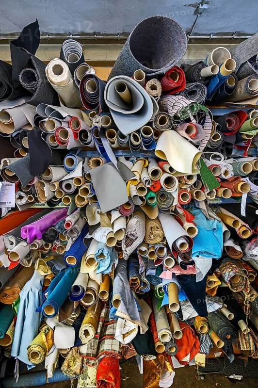 Various fabrics in a saddlery in Allgaeu