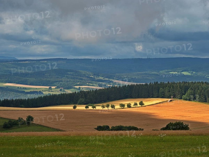 View from Hohe Geba of the Hochrhoen landscape in the Rhoen UNESCO Biosphere Reserve