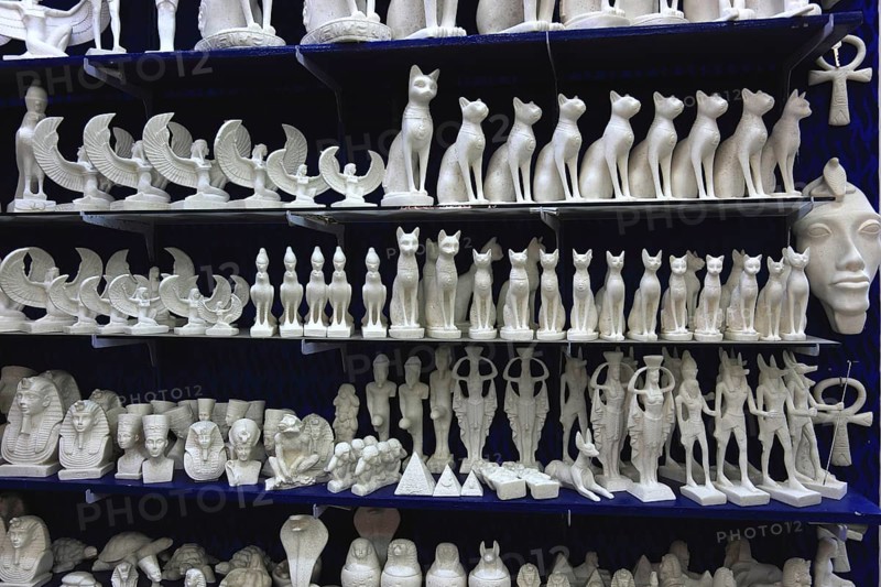 Figures of the Egyptian gods in a souvenir shop in Esna