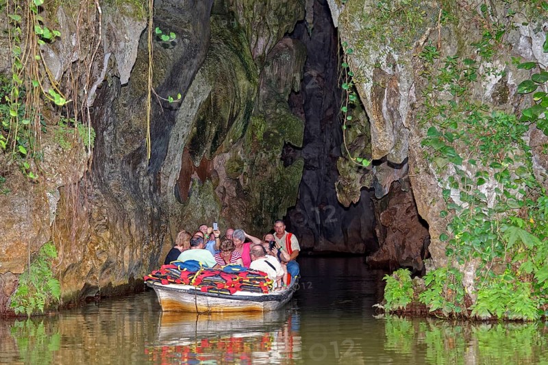 Tourists ride on stream
