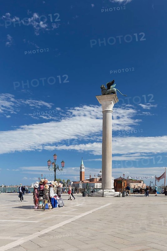 Column bearing a winged lion