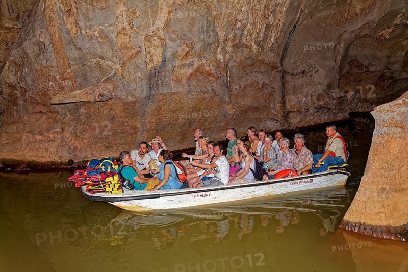 Tourists ride on stream