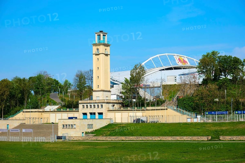 Historic Bell Tower with Red Bull Arena