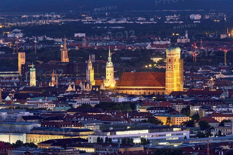 Night aerial view of Munich from Olympiaturm