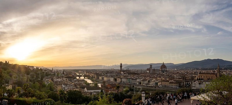 View of Florence in front of sunset from Piazzale Michelangelo