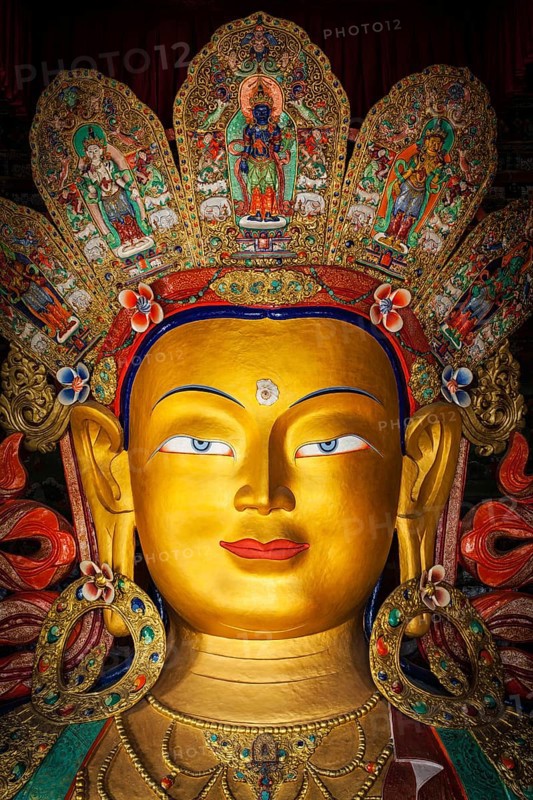 Maitreya Buddha statue in Thiksey Gompa. Ladakh