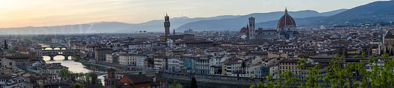 View of Florence in front of sunset from Piazzale Michelangelo