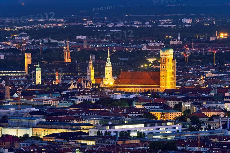 Night aerial view of Munich from Olympiaturm