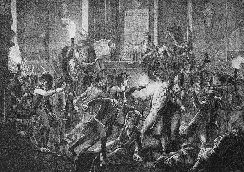 The arrest of Robespierre in the meeting room of the municipal council of Paris during the night of the 9th to the 10th Thermidor
