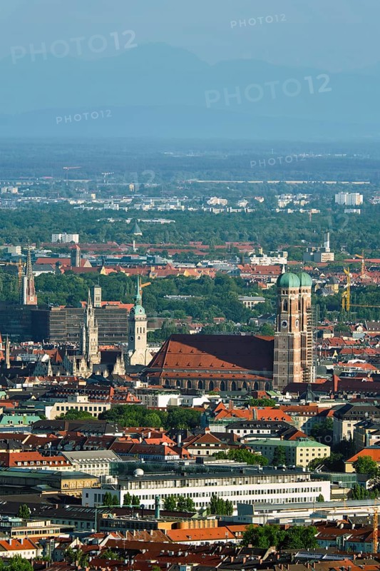 Aerial view of Munich center from Olympiaturm