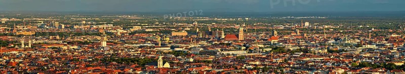 Aerial panorama of Munich center from Olympiaturm