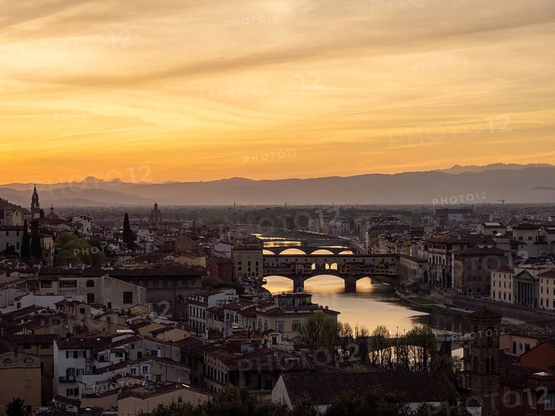 View of Florence in front of sunset from Piazzale Michelangelo