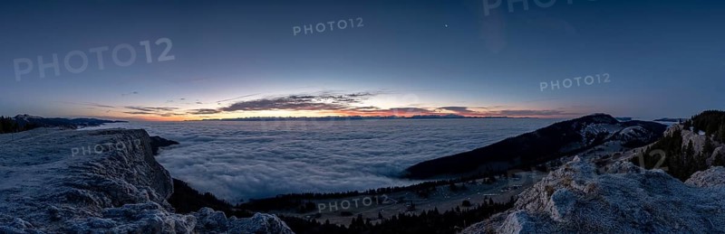 View over the sea of fog of the Central Plateau
