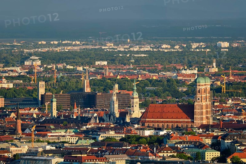 Aerial view of Munich center from Olympiaturm