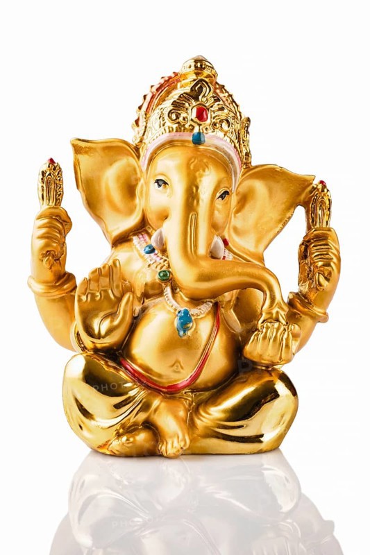 Ganesha statue isolated on white background with reflection