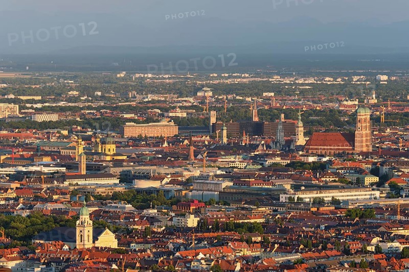 Aerial view of Munich center from Olympiaturm