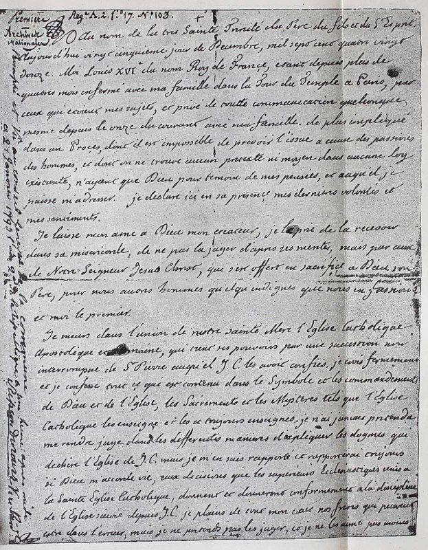 Will of Louis XVI French Louis-August Prince of France