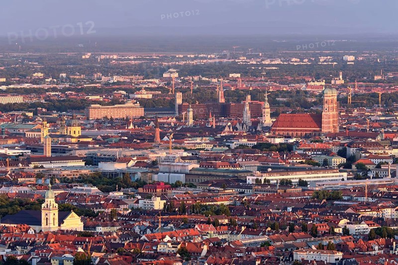 Aerial view of Munich center from Olympiaturm