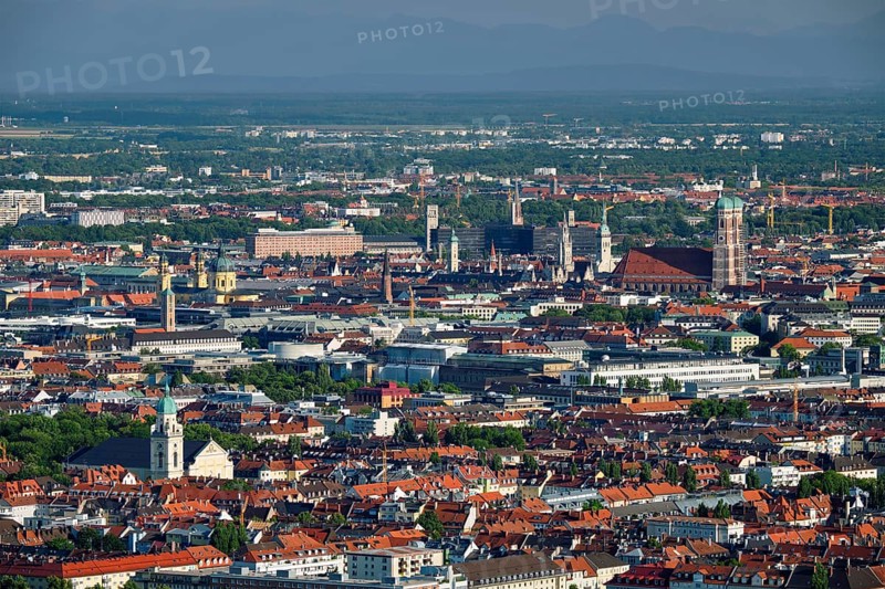 Aerial view of Munich center from Olympiaturm