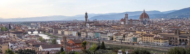 View of Florence in front of sunset from Piazzale Michelangelo