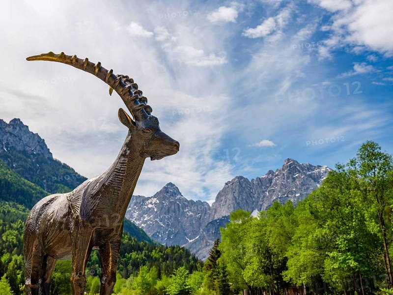 Ibex sculpture at Jasna Lake near Kranjska Gora