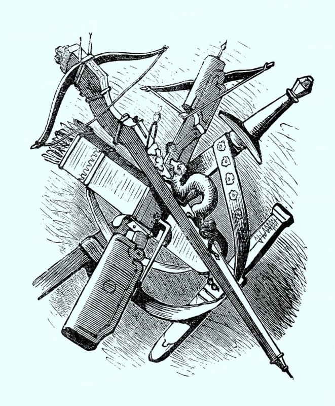 Crossbow and sword from the 14th and 15th centuries