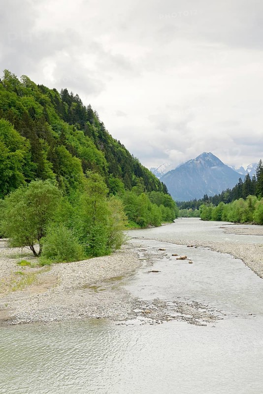 River landscape of the Iller near Fischen in the Allgaeu