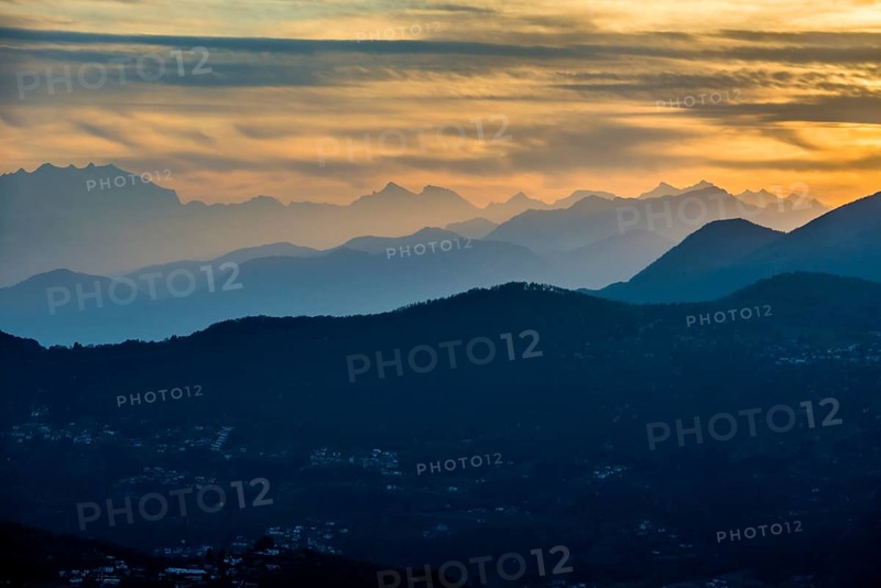 Mountain ranges in the haze