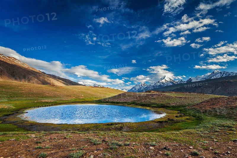 Himalayan landscape near Chandra Tal lake. Spiti Valley